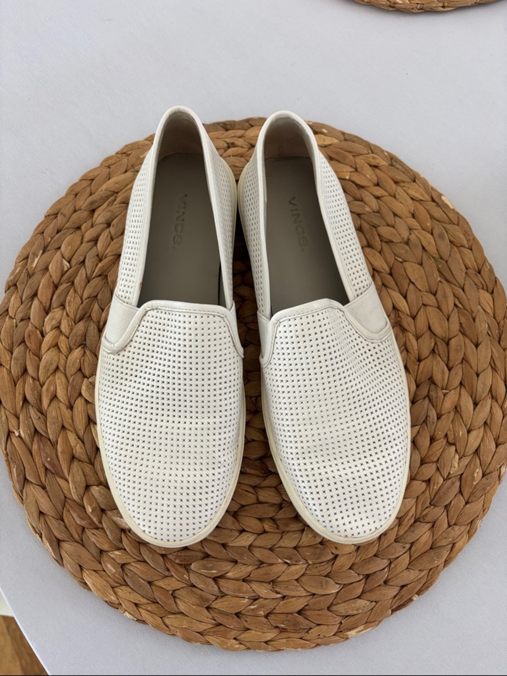Vince white Perforated Slip-On Sneakers